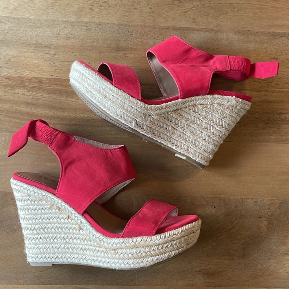 Moda Spana Red Woven Wedge Sandals